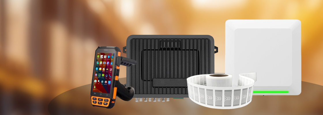 RFID hardware used in manufacturing industry including readers antennas and tags